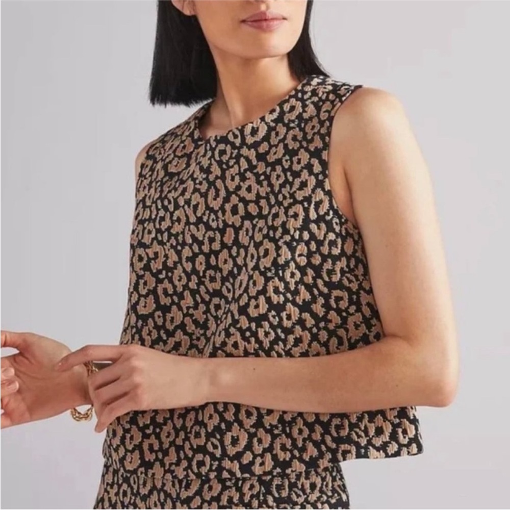 Maeve Anthropologie Brocade Leopard Blouse Top